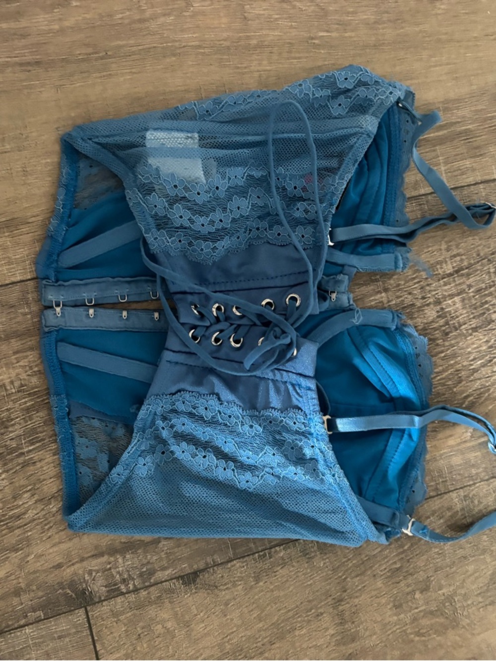 Edikted Blue Lace Crop Top